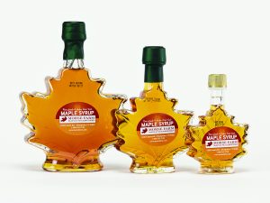 Morse Farm Amber Rich Vermont Maple Syrup Decorative Leaf Bottle